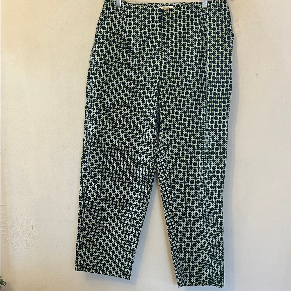 Talbots Navy and lime green Patterned Ankle pants Size 14W EUC